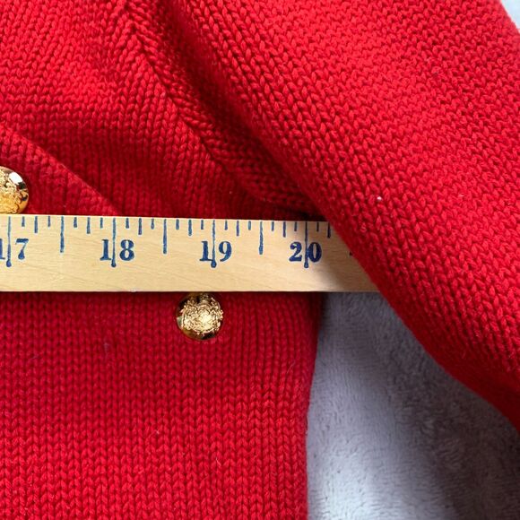 LAUREN RALPH LAUREN WOMEN'S XL ASYMMETRICAL WRAP CARDIGAN SWEATER RED GOLD VTG - Picture 12 of 14